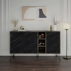 Credenza ossido e nera marmo 142x35x83h cm 3 ante - Alin