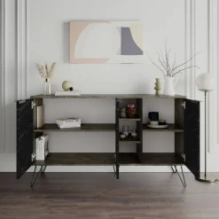 Credenza ossido e nera marmo 142x35x83h cm 3 ante - Alin