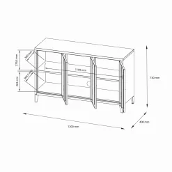 Credenza panna 120x40x73h cm 3 ante - Cocullo