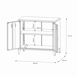 Credenza panna 80x40x73h cm 2 ante - Conco