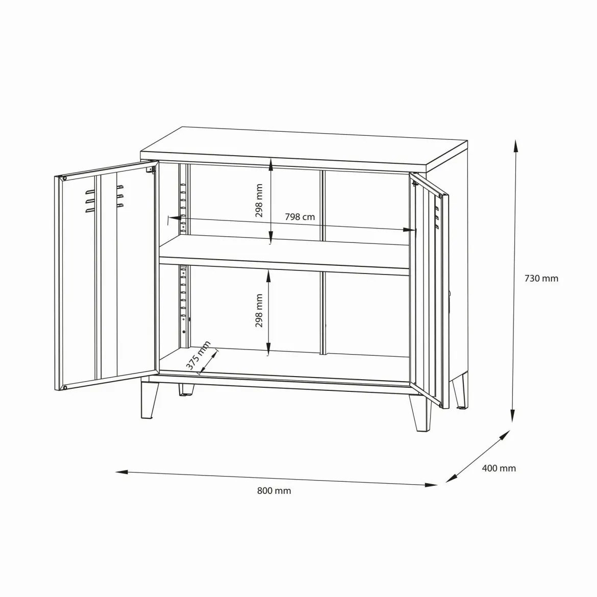 Credenza panna 80x40x73h cm 2 ante - Conco