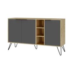 Credenza quercia e antracite 142x35x83h cm 3 ante - Alin