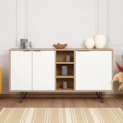 Credenza quercia e bianca 142x35x83h cm 3 ante - Arlene