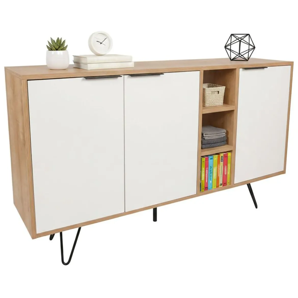 Credenza quercia e bianca 150x35x82h cm 2 ante - Margravi