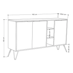 Credenza quercia e bianca 150x35x82h cm 2 ante - Margravi