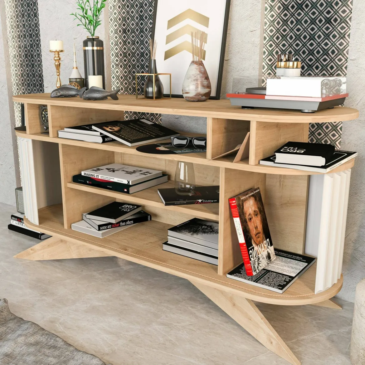 Credenza quercia e bianca 150x43x75h cm 2 ante - Joy