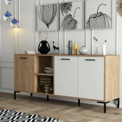 Credenza quercia e bianca 180x45x80h cm 3 ante - Hato