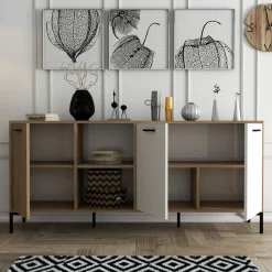 Credenza quercia e bianca 180x45x80h cm 3 ante - Vardah