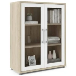 Credenza quercia e bianca 89x40x113h cm 2 ante - Ampezzo