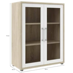 Credenza quercia e bianca 89x40x113h cm 2 ante - Ampezzo