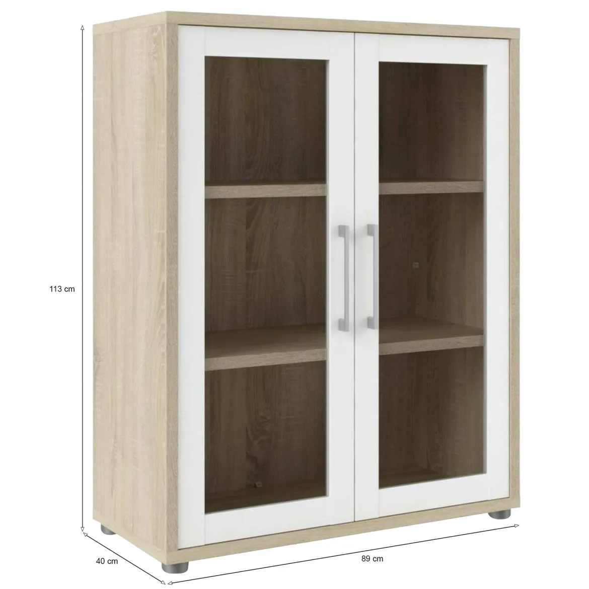 Credenza quercia e bianca 89x40x113h cm 2 ante - Ampezzo