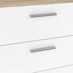 Credenza quercia e bianco lucida 140x40x81h cm 8 cassetti - Phethai