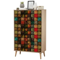 Credenza quercia e multicolore 80x36x127h cm 2 ante - Andalusite