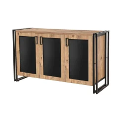 Credenza quercia e nera 140x45x80h cm 3 ante - Arjuna