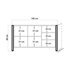 Credenza quercia e nera 160x44x75h cm 4 ante - Kay