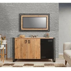 Credenza quercia e nera 160x44x75h cm 4 ante - Kay