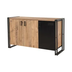 Credenza quercia e nera 160x44x75h cm 4 ante - Kay