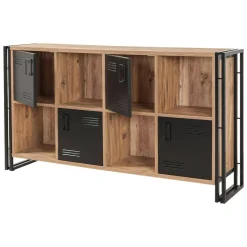 Credenza quercia e nera 180x45x80h cm 2 ante e 3 cassetti - Barrea