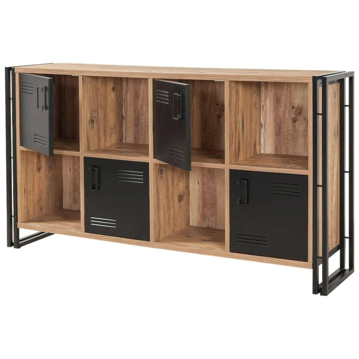 Credenza quercia e nera 180x45x80h cm 2 ante e 3 cassetti - Barrea