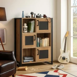 Credenza quercia e nera 89x35x89h cm 3 ante - Telesilla