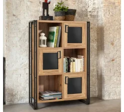 Credenza quercia e nera 89x35x89h cm 3 ante - Telesilla