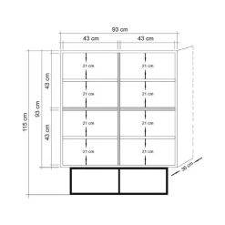 Credenza quercia e nera 93x36x115h cm 2 cassetti - Katmandu