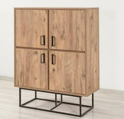 Credenza quercia e nera 93x36x115h cm 2 cassetti - Katmandu