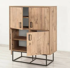 Credenza quercia e nera 93x36x115h cm 2 cassetti - Katmandu