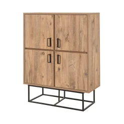 Credenza quercia e nera 93x36x115h cm 2 cassetti - Katmandu