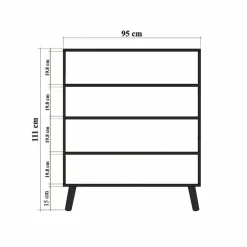 Credenza quercia e verde 95x36x111h cm 4 ante - Agyemang
