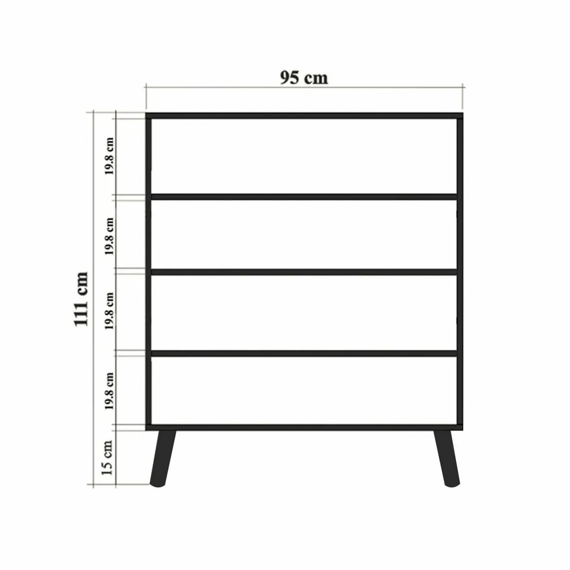 Credenza quercia e verde 95x36x111h cm 4 ante - Agyemang