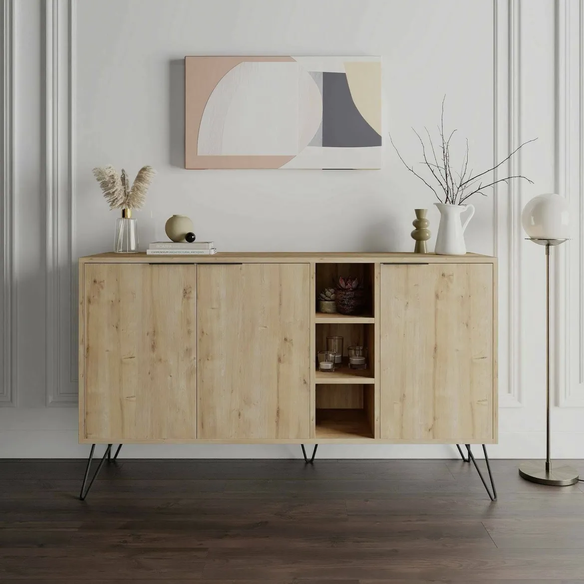 Credenza quercia 142x35x83h cm 3 ante - Alin
