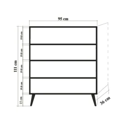 Credenza quercia 95x36x111h cm 4 ante - Agyemang