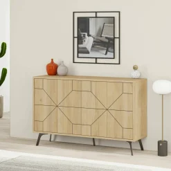 Credenza quercia 123x35x62h cm 4 ante - Earl