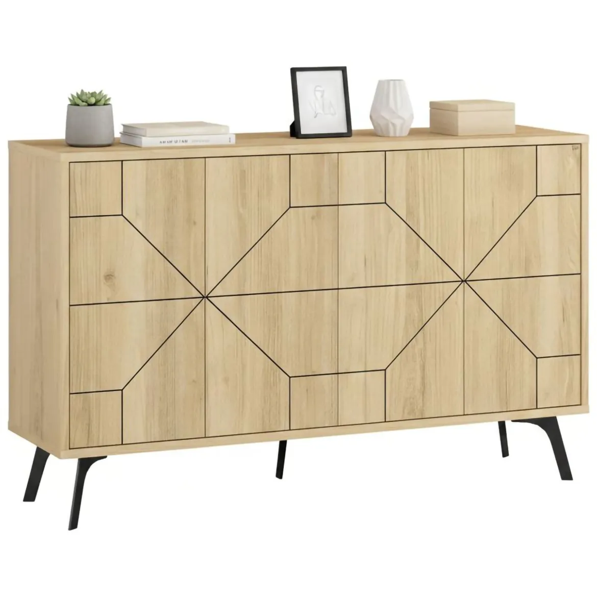 Credenza quercia 123x35x62h cm 4 ante - Earl