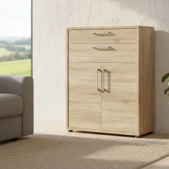 Credenza quercia 89x40x113h cm 2 ante e 2 cassetti - Agra