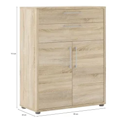Credenza quercia 89x40x113h cm 2 ante e 2 cassetti - Agra