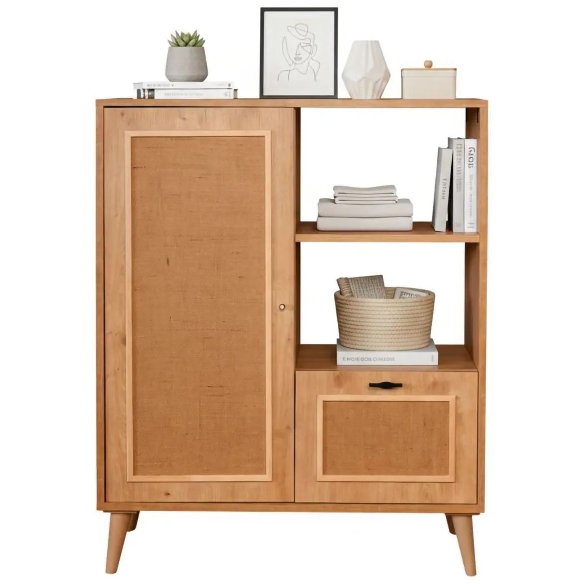 Credenza quercia 90x40x110h cm 2 ante - Jingu