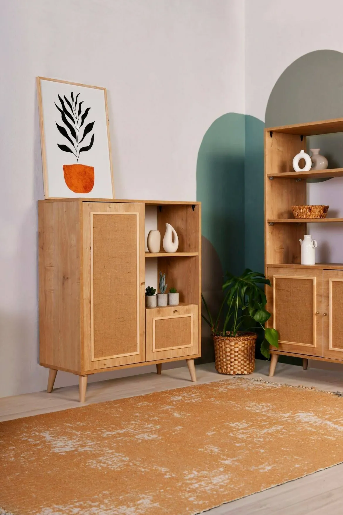 Credenza quercia 90x40x110h cm 2 ante - Jingu