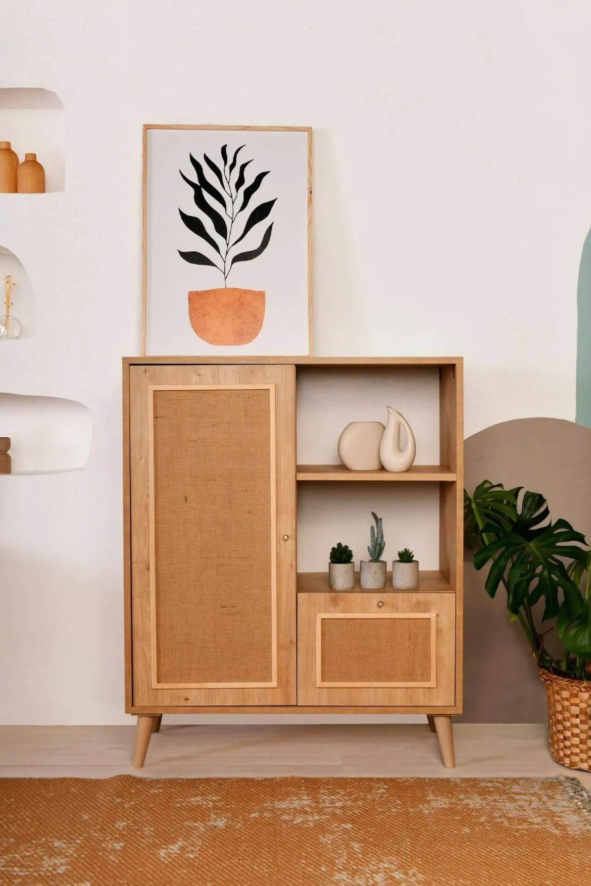 Credenza quercia 90x40x110h cm 2 ante - Jingu