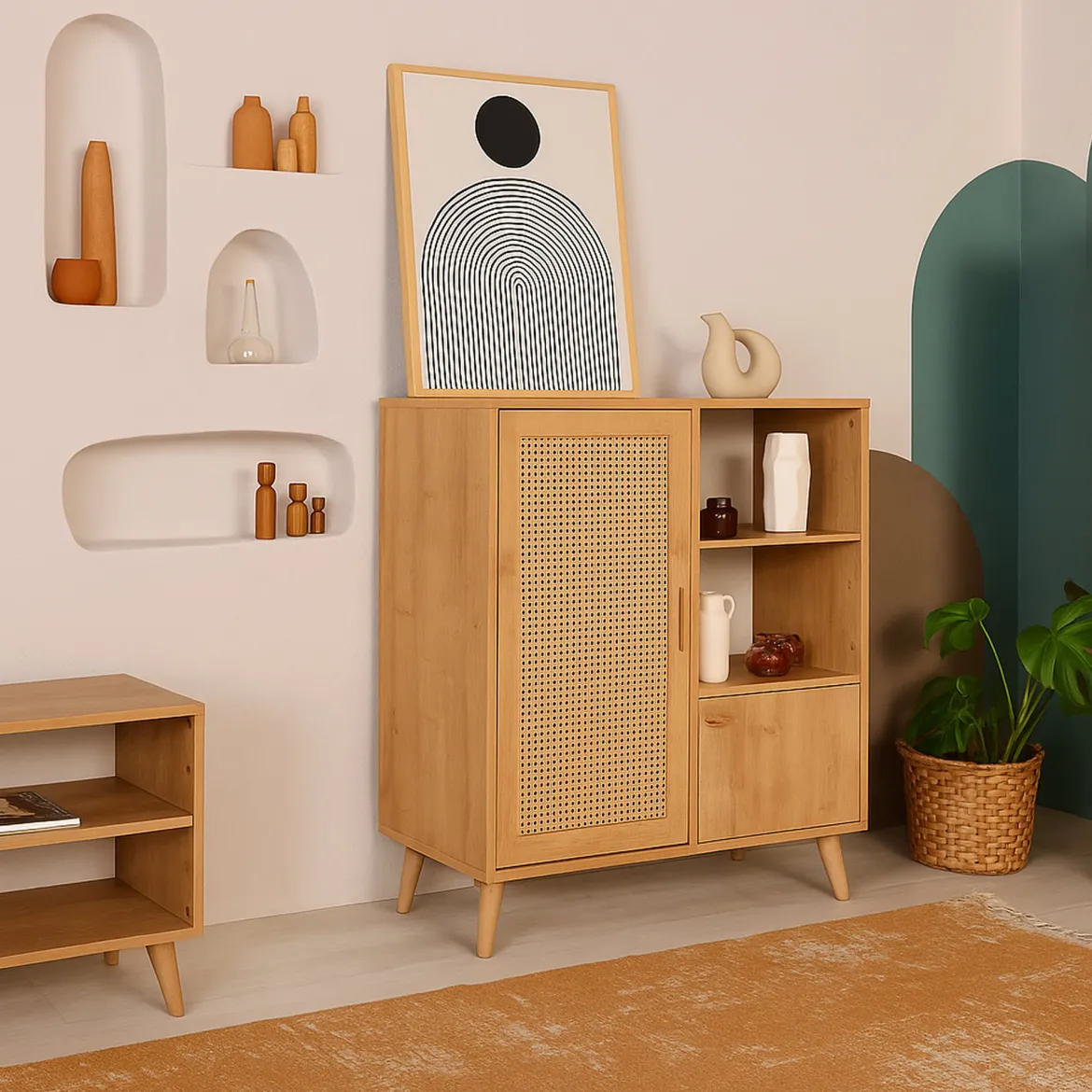 Credenza quercia 90x40x110h cm 2 ante - Sfalerite