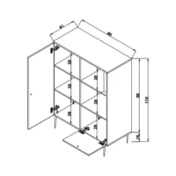 Credenza quercia 90x40x110h cm 2 ante - Sfalerite