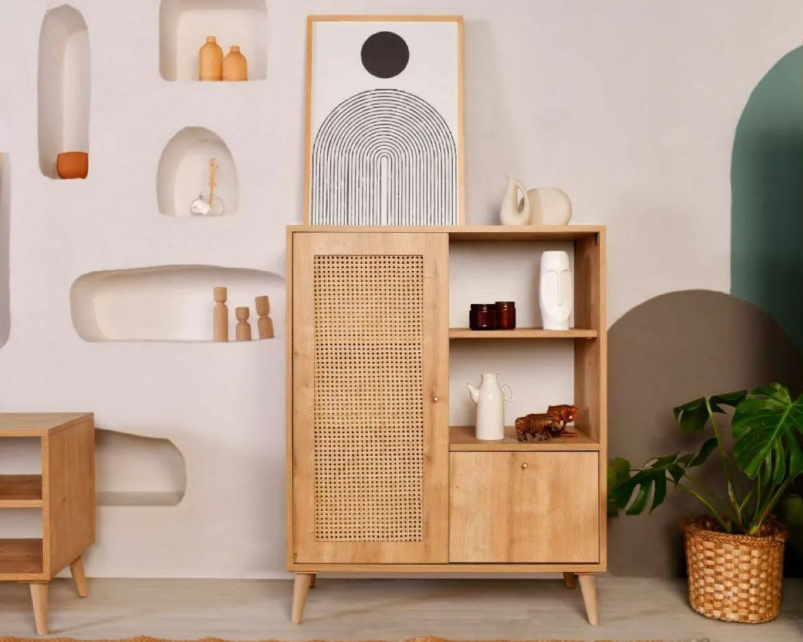 Credenza quercia 90x40x110h cm 2 ante - Sfalerite