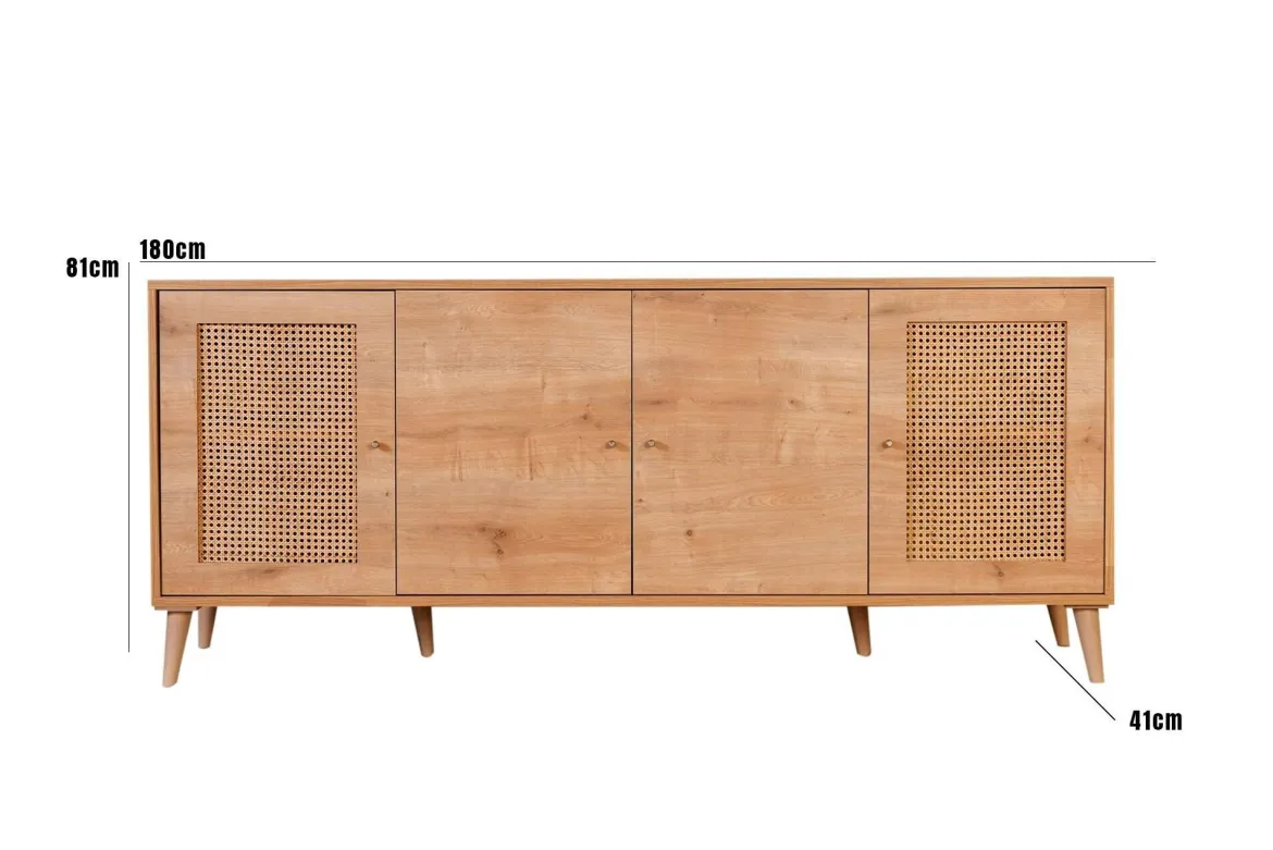 Credenza quercia 180x41x81h cm 4 ante - Tarawa