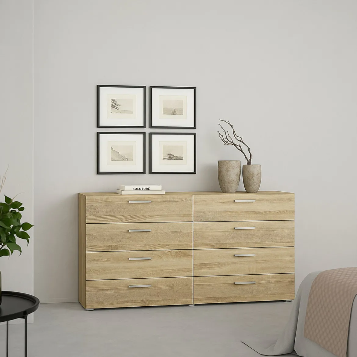 Credenza quercia 140x40x81h cm 8 cassetti - Phethai
