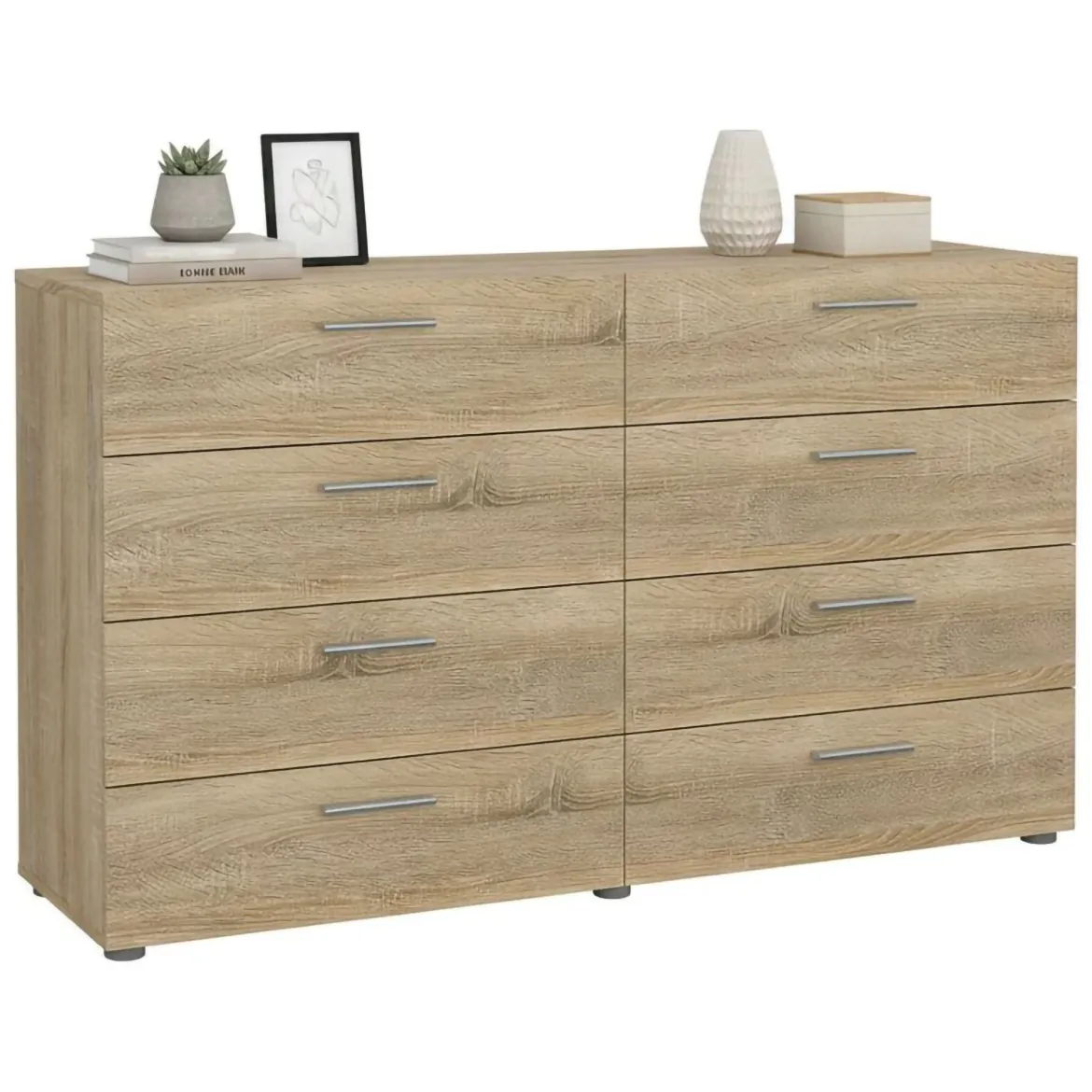 Credenza quercia 140x40x81h cm 8 cassetti - Phethai