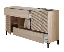 Credenza rovere cannettato 151x41x80h cm 2 ante e 2 cassetti - Abib