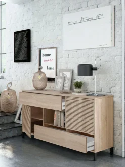 Credenza rovere cannettato 151x41x80h cm 2 ante e 2 cassetti - Abib