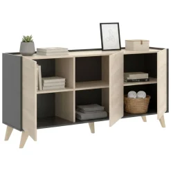 Credenza rovere e antracite 155x43x75h cm 3 ante - Afrodite