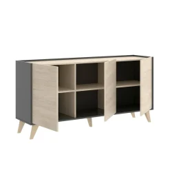 Credenza rovere e antracite 155x43x75h cm 3 ante - Afrodite
